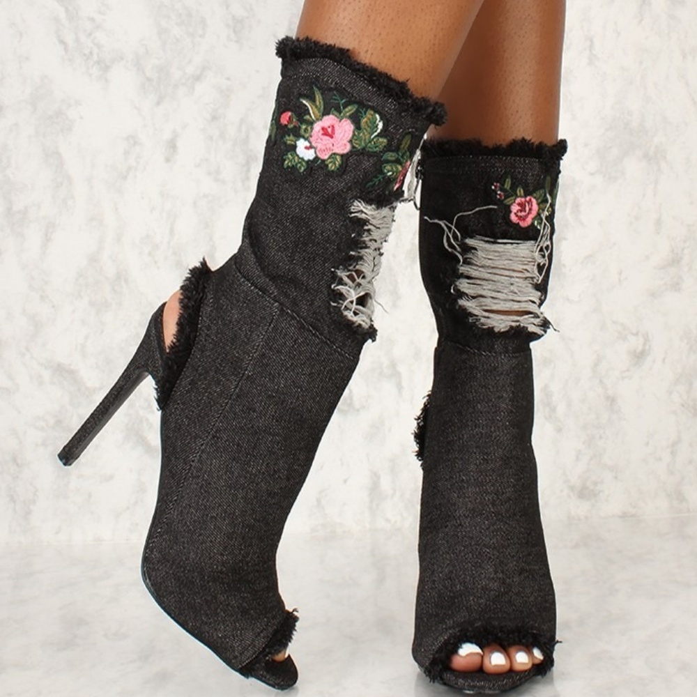 Distressed Heel Booties